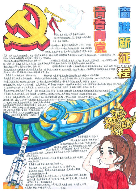 7张“青春向党 奋进新征程”——七一建党节手抄报